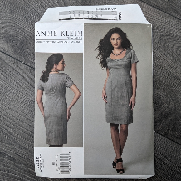 Vogue V1222 Anne Klein American Designer Sewing Pattern Fitted Dress Sz 14-20 - Picture 4 of 6